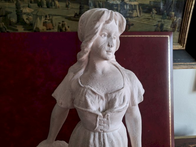 Sculpture Joueuse de mandoline d'après 'Mignon' de Joseph Le Guluche hauteur 57,5 cm