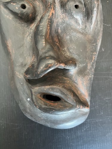 Sculpture Masque Mural  Visage Terre Cuite Vintage artisanat humour