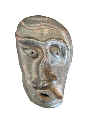 Sculpture Masque Mural  Visage Terre Cuite Vintage artisanat humour