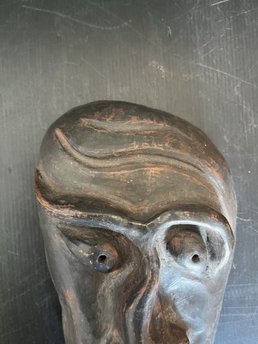 Sculpture Masque Mural  Visage Terre Cuite Vintage artisanat humour