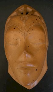 Vintage Signed Terracotta Wall Mask Sculpture Face Craft to Identify