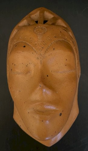 Sculpture Masque Mural  Visage Terre Cuite Vintage artisanat signé a identifier