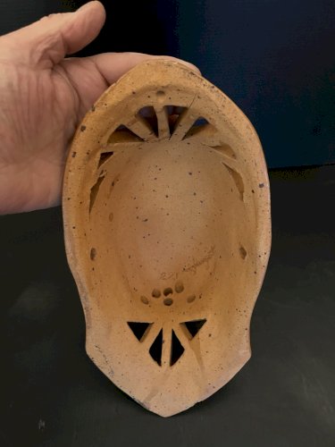 Sculpture Masque Mural  Visage Terre Cuite Vintage artisanat signé a identifier