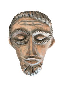 Sculpture Masque Mural  Visage Terre Cuite Vintage artisanat