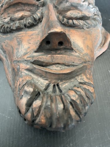Sculpture Masque Mural  Visage Terre Cuite Vintage artisanat