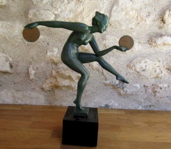 sculpture Max le Verrier ART DECO - danseuse signée DERENNE
