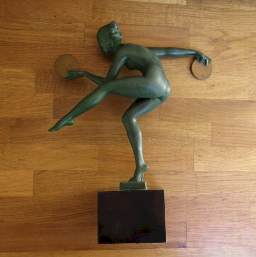 sculpture Max le Verrier ART DECO - danseuse signée DERENNE