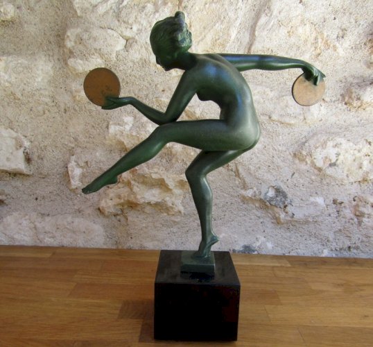 sculpture Max le Verrier ART DECO - danseuse signée DERENNE
