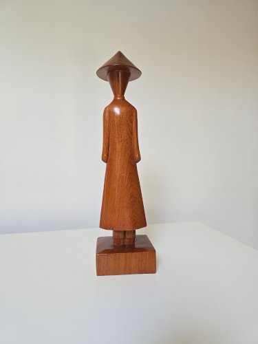 Sculpture minimaliste bois exotique 48 cm