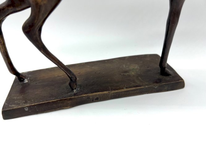 Sculpture moderne en bronze – Cheval stylisé – Esprit brutaliste – 23 x 24 cm