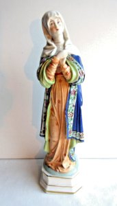 Napoleon III sculpture, porcelain Virgin statue from Paris, polychrome painted.