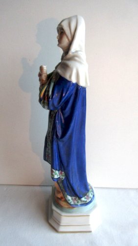 Sculpture Napoléon III, statue Vierge porcelaine de Paris, peinte polychrome