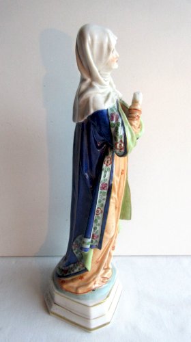 Sculpture Napoléon III, statue Vierge porcelaine de Paris, peinte polychrome