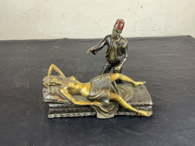SCULPTURE ORIENTALISTE ÉROTIQUE EN BRONZE FRANZ XAVIER BERGMAN