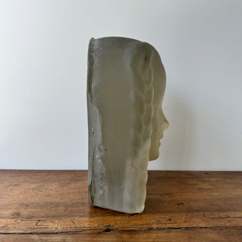 Sculpture par Lucien Lafaye visage féminin en verre moulé circa 1950 M3521