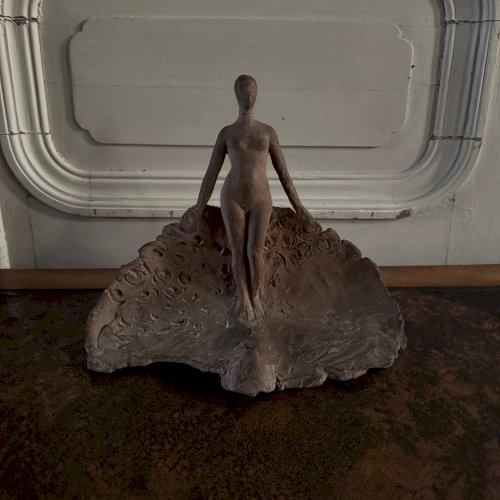 Sculpture plâtre d'atelier par Charles Filleul femme nue en terre cuite M3546