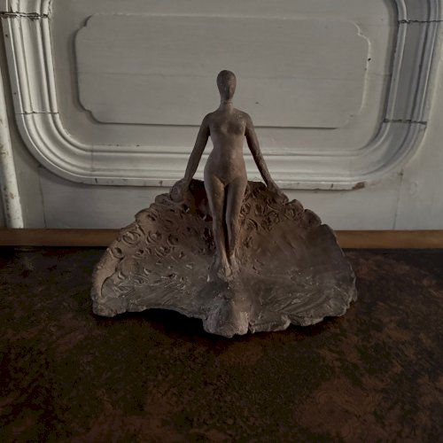 Sculpture plâtre d'atelier par Charles Filleul femme nue en terre cuite M3546