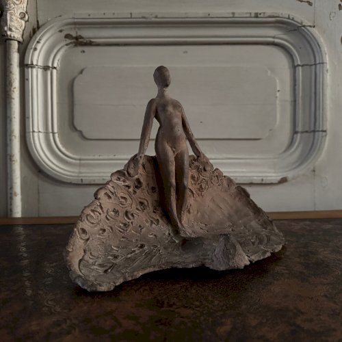 Sculpture plâtre d'atelier par Charles Filleul femme nue en terre cuite M3546