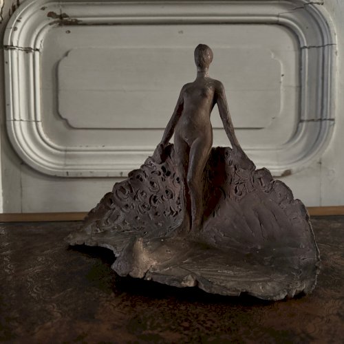 Sculpture plâtre d'atelier par Charles Filleul femme nue en terre cuite M3546