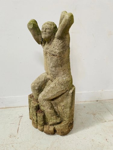 Sculpture sur pierre minimaliste d'art populaire . XX siècle .