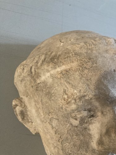 Sculpture Tête Prêtre Masqué Mortuaire Curé Plâtre A Identifier 1920