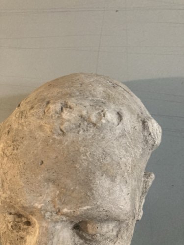 Sculpture Tête Prêtre Masqué Mortuaire Curé Plâtre A Identifier 1920