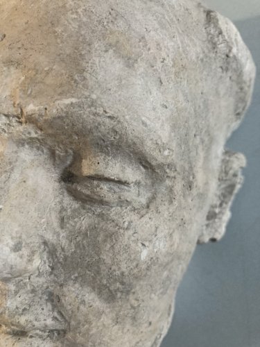 Sculpture Tête Prêtre Masqué Mortuaire Curé Plâtre A Identifier 1920