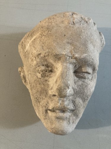 Sculpture Tête Prêtre Masqué Mortuaire Curé Plâtre A Identifier 1920