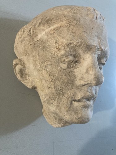 Sculpture Tête Prêtre Masqué Mortuaire Curé Plâtre A Identifier 1920