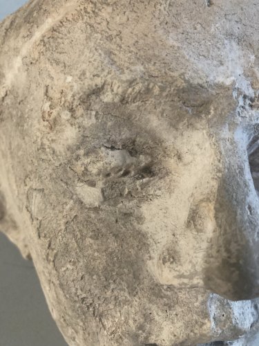 Sculpture Tête Prêtre Masqué Mortuaire Curé Plâtre A Identifier 1920