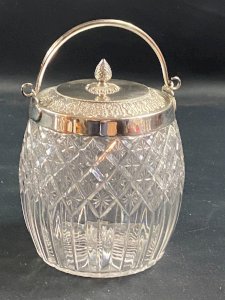 Crystal biscuit bucket Baccarat Saint Louis silver-plated metal mount Empire