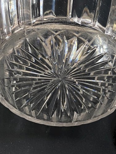 Seau à biscuits cristal taillé Baccarat Saint Louis monture métal argenté Empire