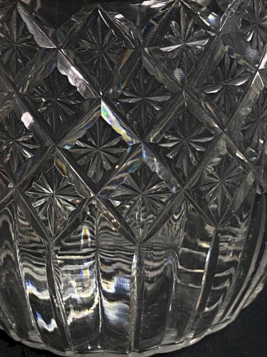 Seau à biscuits cristal taillé Baccarat Saint Louis monture métal argenté Empire