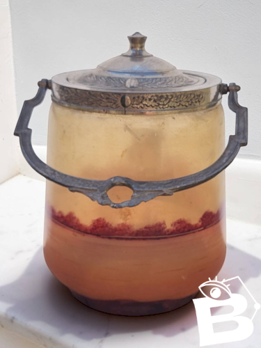 Seau à biscuits en verre émaillé 1900