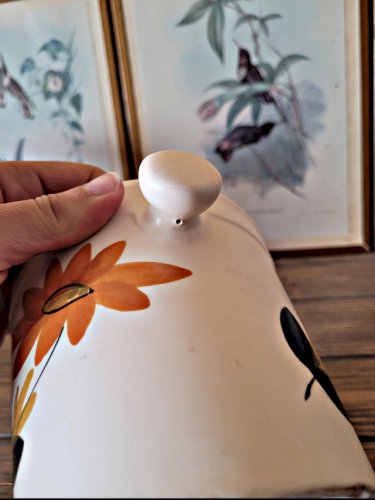 Seau à glace, glaçons en céramique des Poteries du Marais, décor fleurs