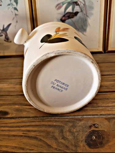 Seau à glace, glaçons en céramique des Poteries du Marais, décor fleurs