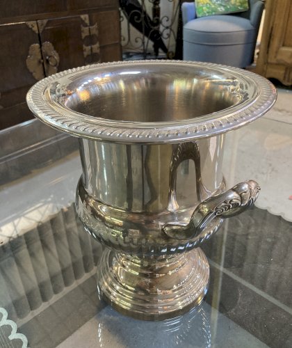 Seau à glace ou seau à champagne ancien - métal argenté 