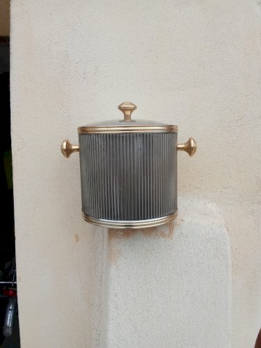 Seau à glace vintage en métal doré et argenté 
