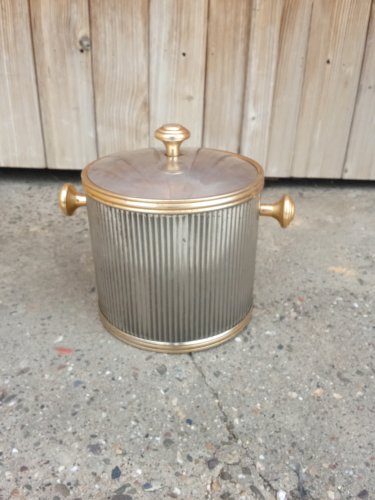 Seau à glace vintage en métal doré et argenté 