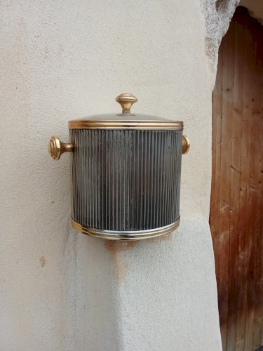 Seau à glace vintage en métal doré et argenté 