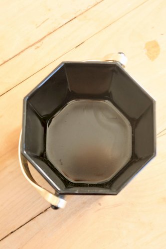 Seau à glace vintage Luminarc verre noir avec poignée en métal doré