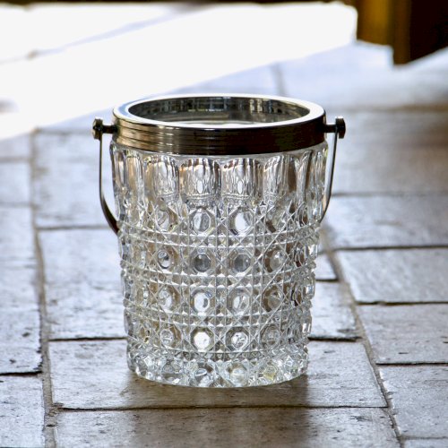 Seau à glaçons en cristal des années 1970
