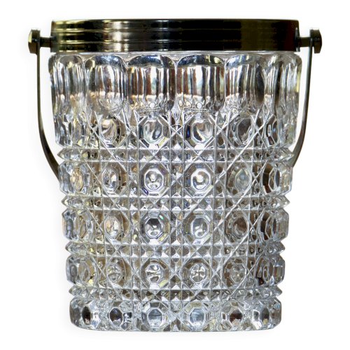 Seau à glaçons en cristal des années 1970