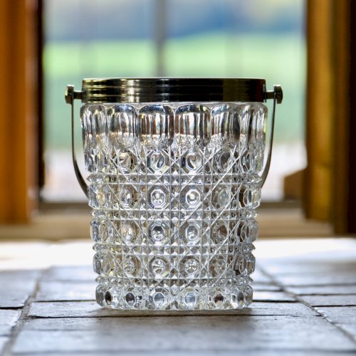 Seau à glaçons en cristal des années 1970