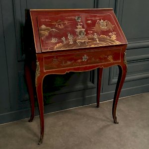 Secrétaire dos d'âne XIXe Napoléon III rehaussé de décors chinois L9503