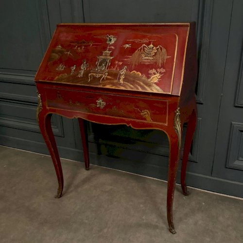 Secrétaire dos d'âne XIXe Napoléon III rehaussé de décors chinois L9503