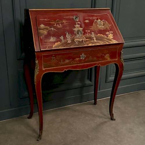 Secrétaire dos d'âne XIXe Napoléon III rehaussé de décors chinois L9503