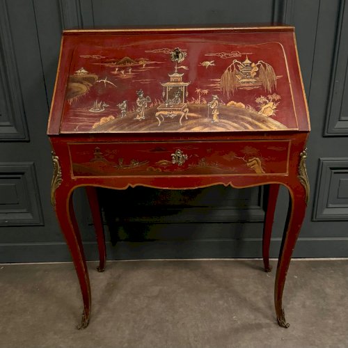 Secrétaire dos d'âne XIXe Napoléon III rehaussé de décors chinois L9503