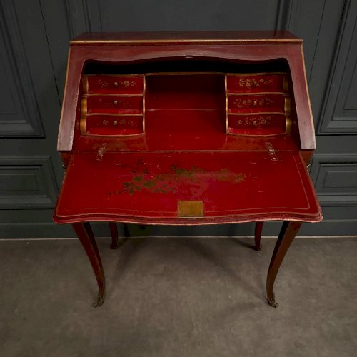 Secrétaire dos d'âne XIXe Napoléon III rehaussé de décors chinois L9503