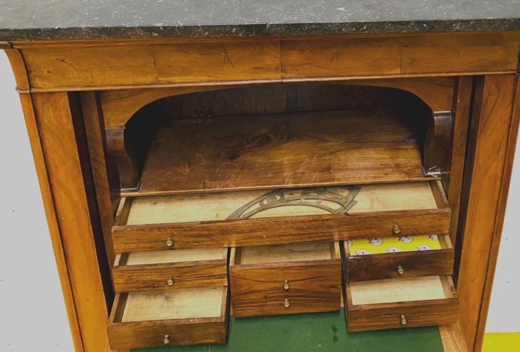 Secrétaire Louis Philippe en ronce de noyer XIX siècle